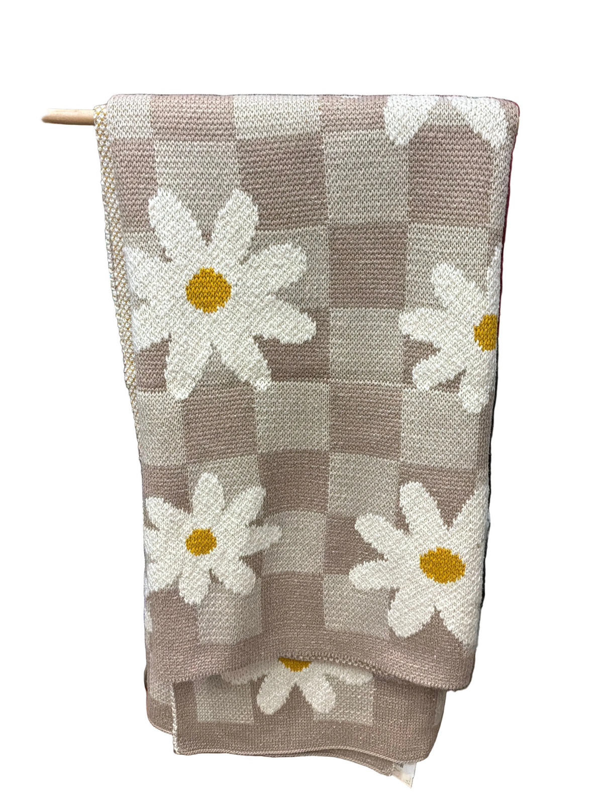 COTTON KNIT BABY BLANKET W/ CHECK PATTERN