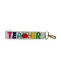 TEACHER KEYCHAIN WITH RED APPLE MOTIF