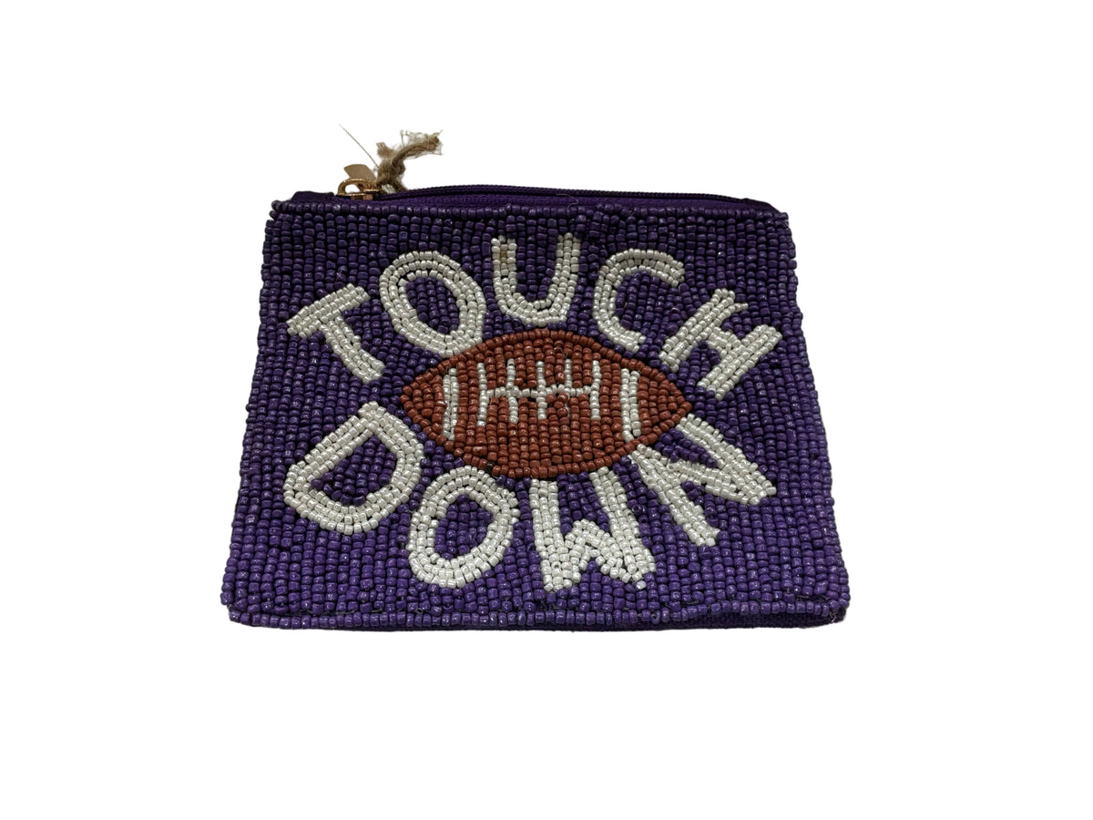 PURPLE TOUCH DOWN GRAPHIC FOOTBALL POUCH