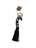 LEATHER BLACK TASSEL PURSE KEYCHAIN
