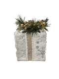 SM CHRISTMAS GIFT BOX W/GOLD RIBBON & SNOWFLAKE