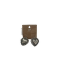 PH SILVER TONED HEART SHAPED DANGLE EARRINGS W/ BEADED ACCENTS