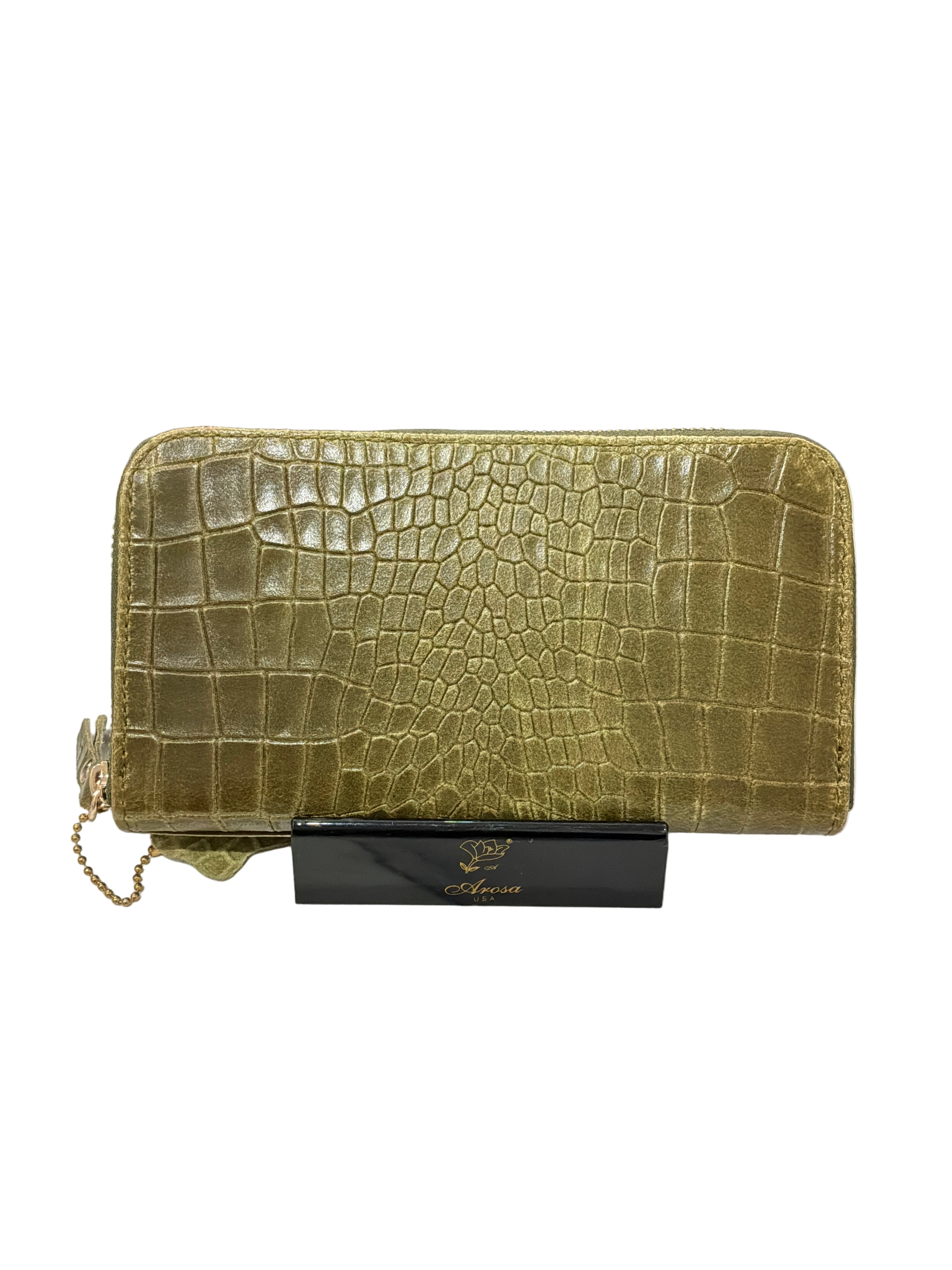 BRANGIO CROC GEN LEATHER WALLET GREEN