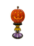 WHIMSICAL LIGHT UP JACK-O-LANTERN TABLETOP PEDESTAL