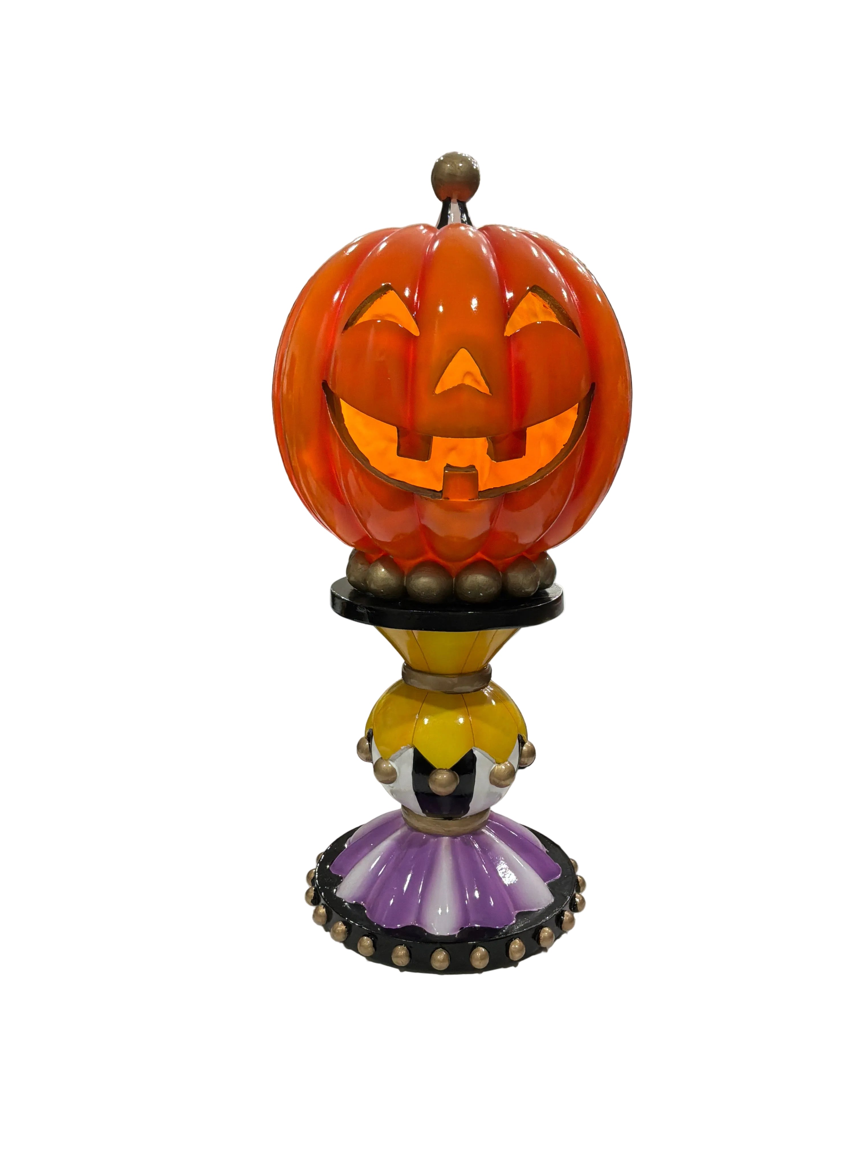 WHIMSICAL LIGHT UP JACK-O-LANTERN TABLETOP PEDESTAL