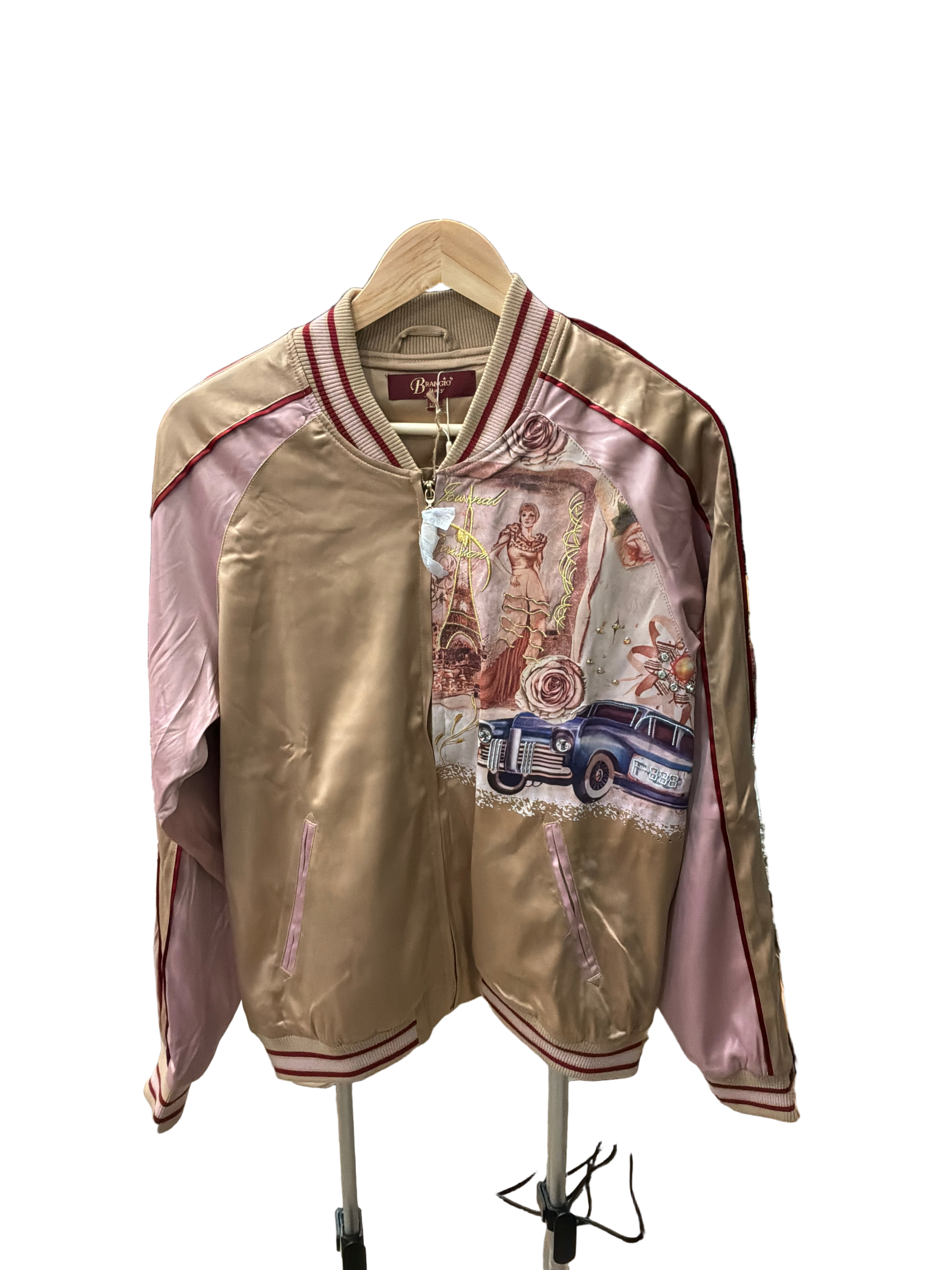 BRANGIO SATIN LUXE PARISIAN BOMBER JACKET GD/PINK