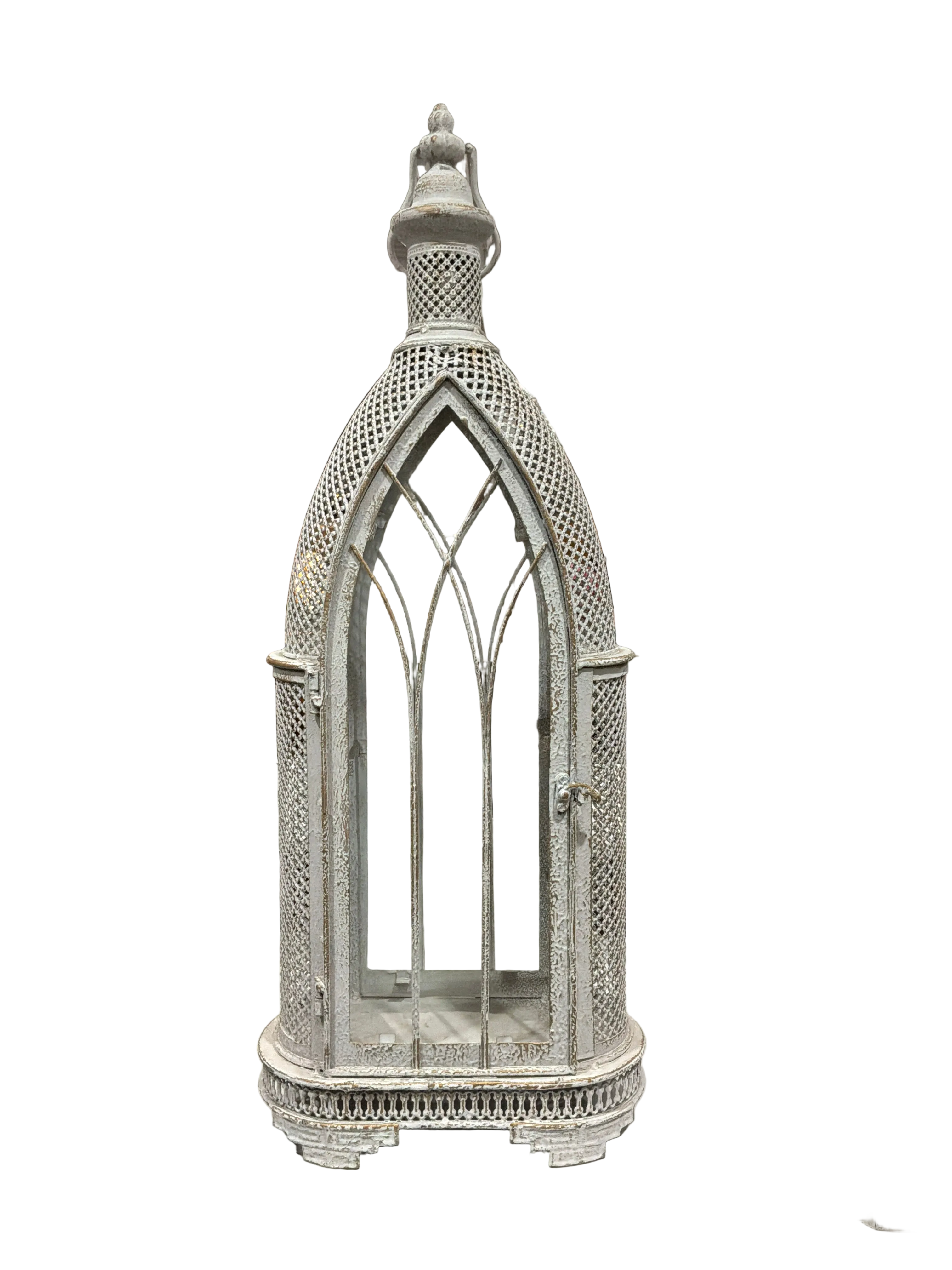 WHITE CHURCH STYLE LANTERN WITH LATTICE