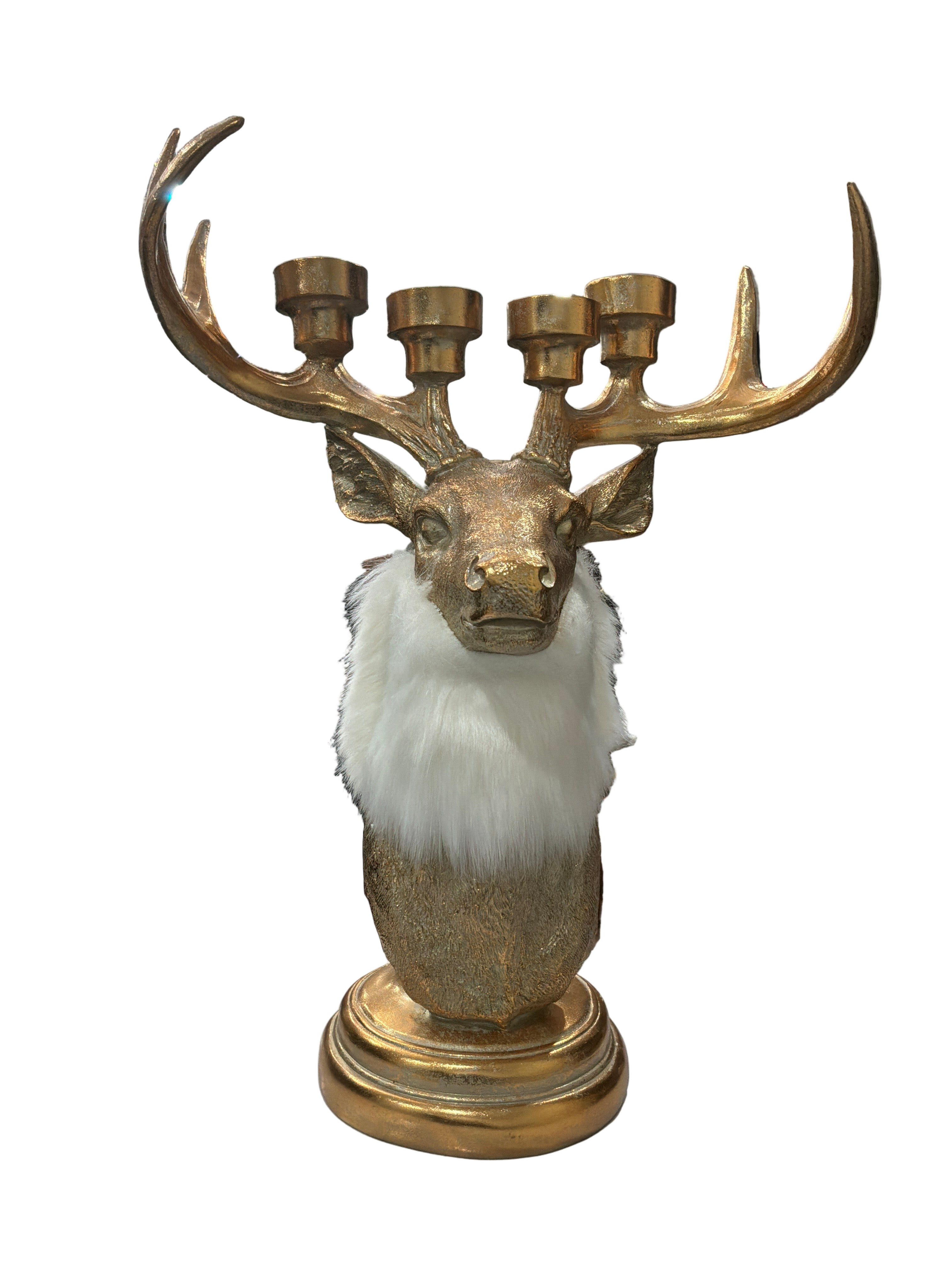 ANTIQUE GOLD DEER BUST 4 TAPER CANDLE
