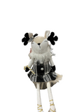 CHRISTMAS WH/BL DEER W/ BOW & CANDYCANE