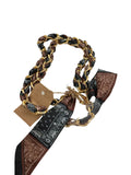 BROWN/BLACK BANDANA STYLE PURSE STRAP