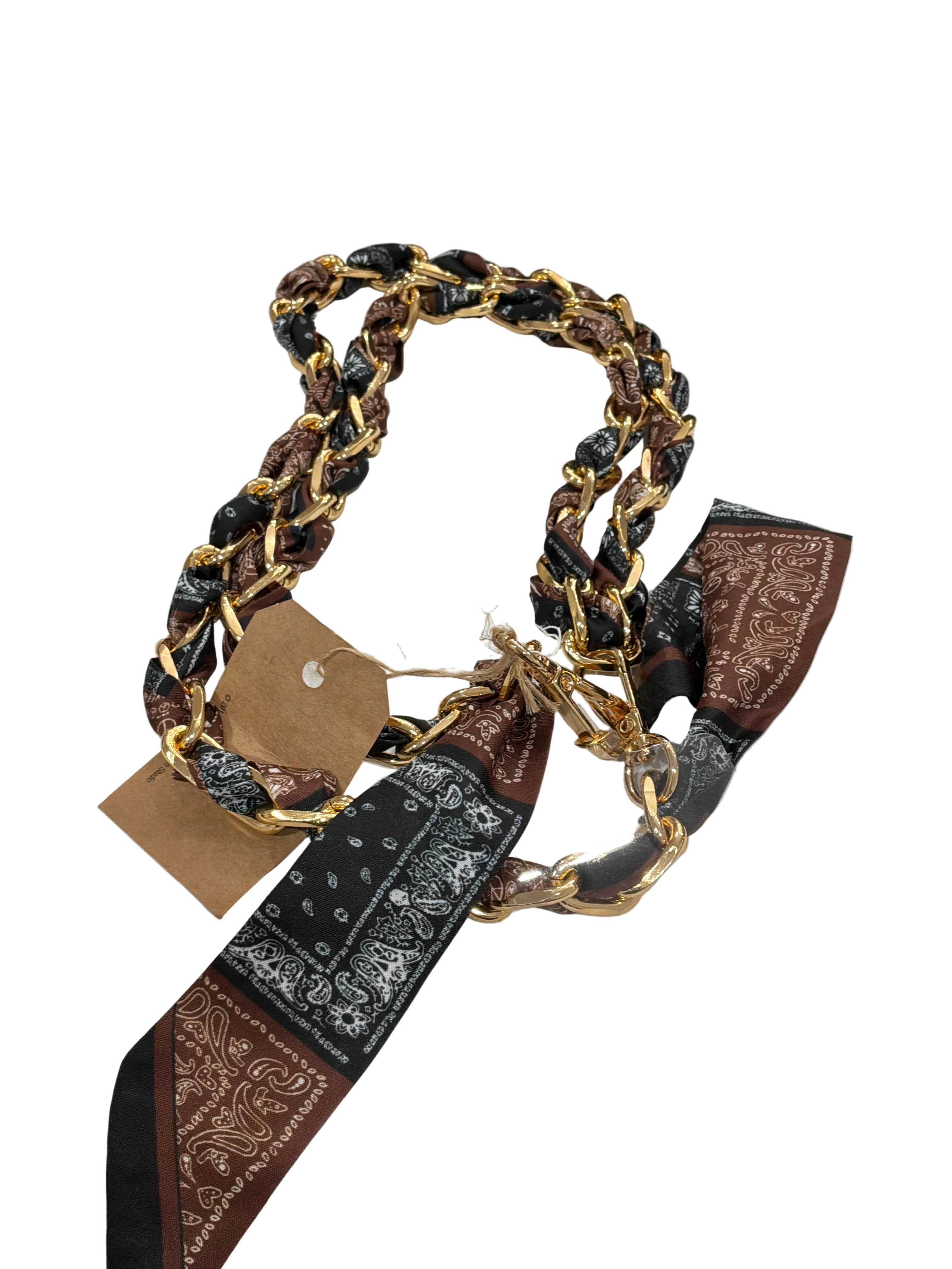 BROWN/BLACK BANDANA STYLE PURSE STRAP