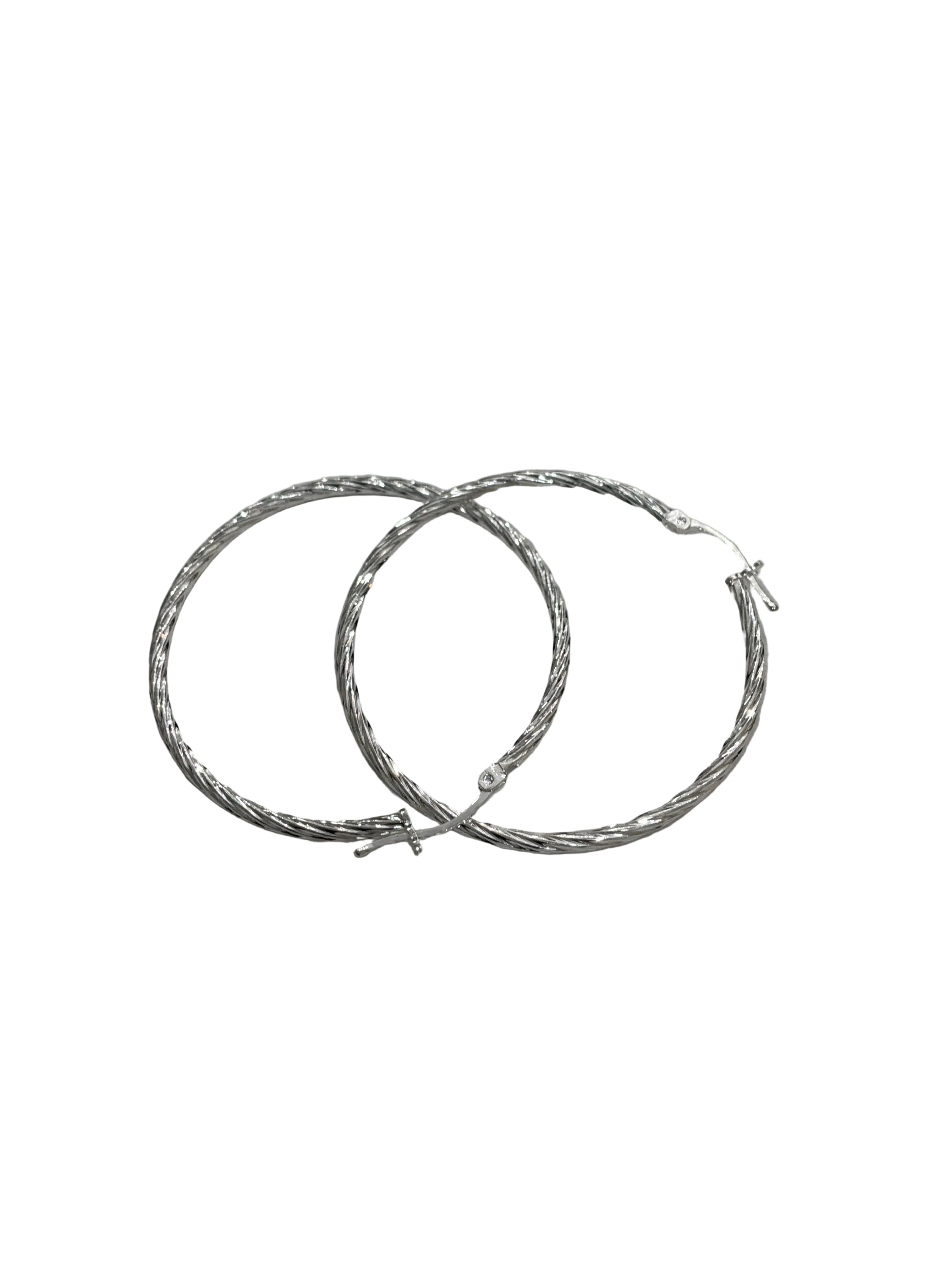 STERLING SILVER TWIST HOOP EARRINGS