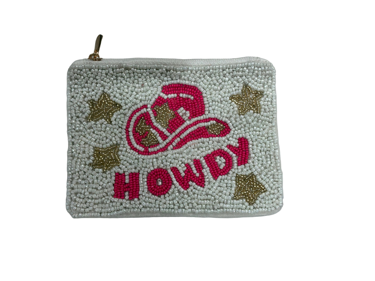 HOWDY PLAYFUL PINK COWGIRL HAT GRAPHIC POUCH