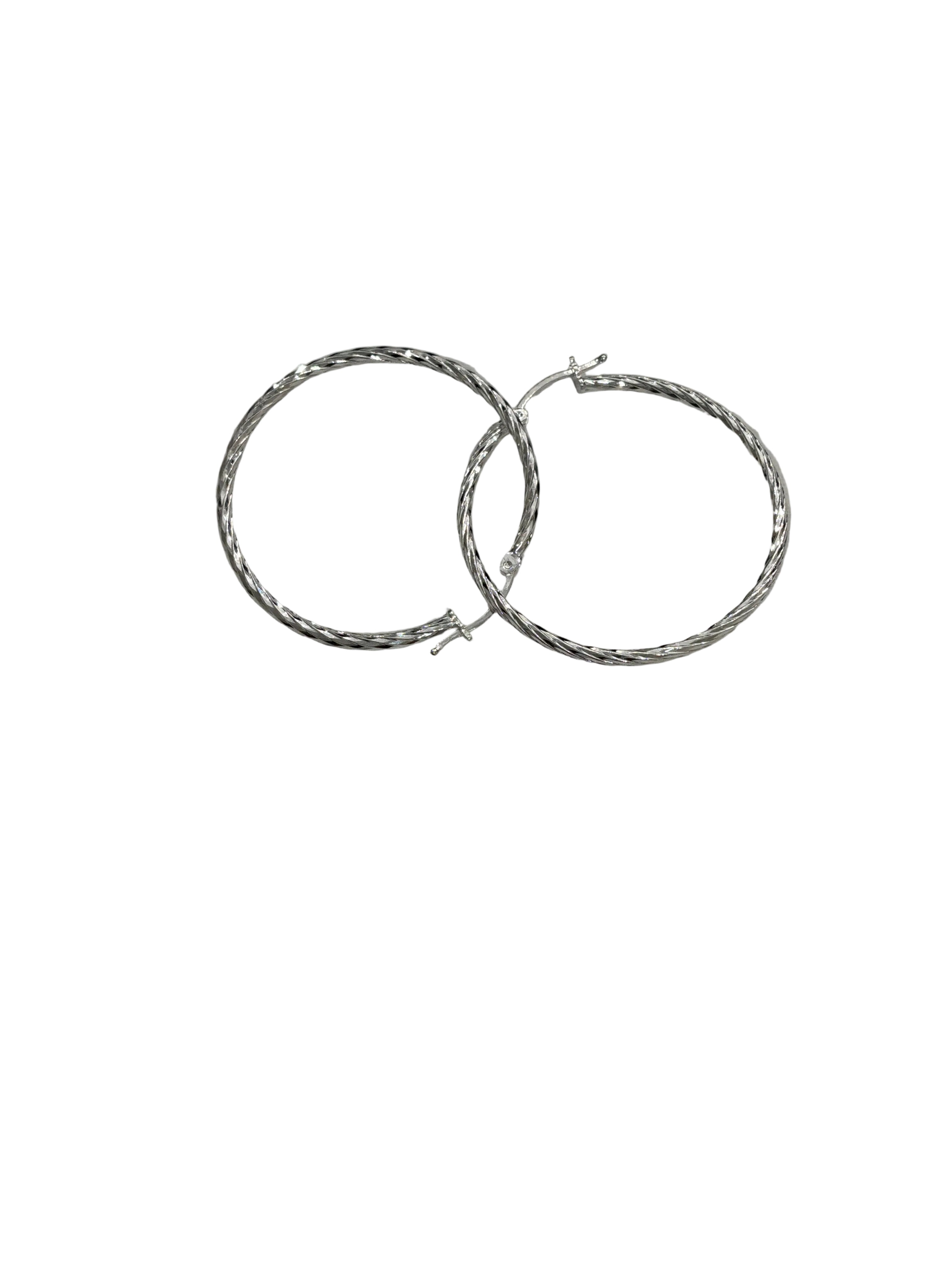 STERLING SILVER TWIST HOOP EARRINGS 35MM