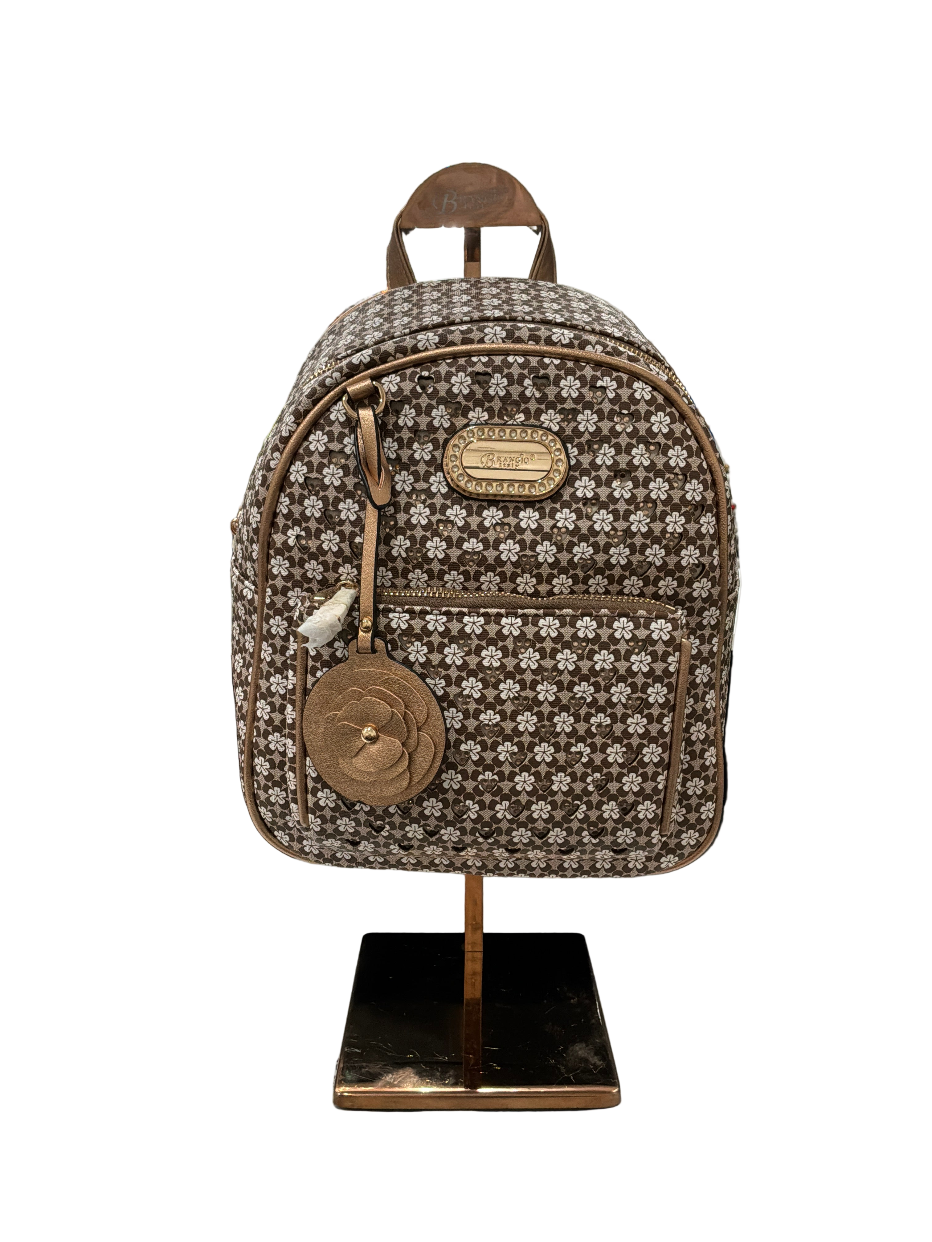 BRANGIO CHICK FLORAL BROWN BACKPACK