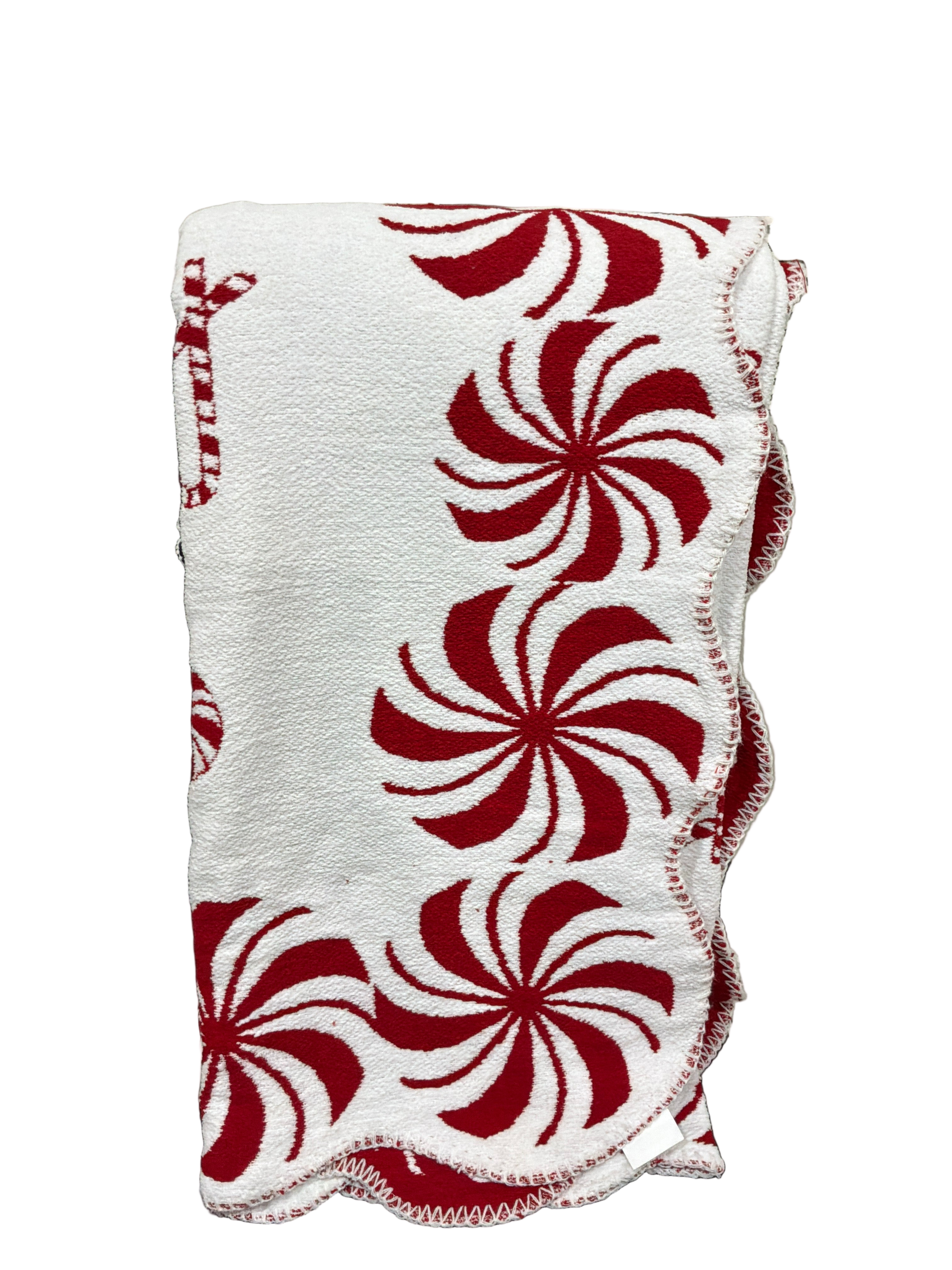 BLANKET/THROW WH-SWIRL CANDY CANE