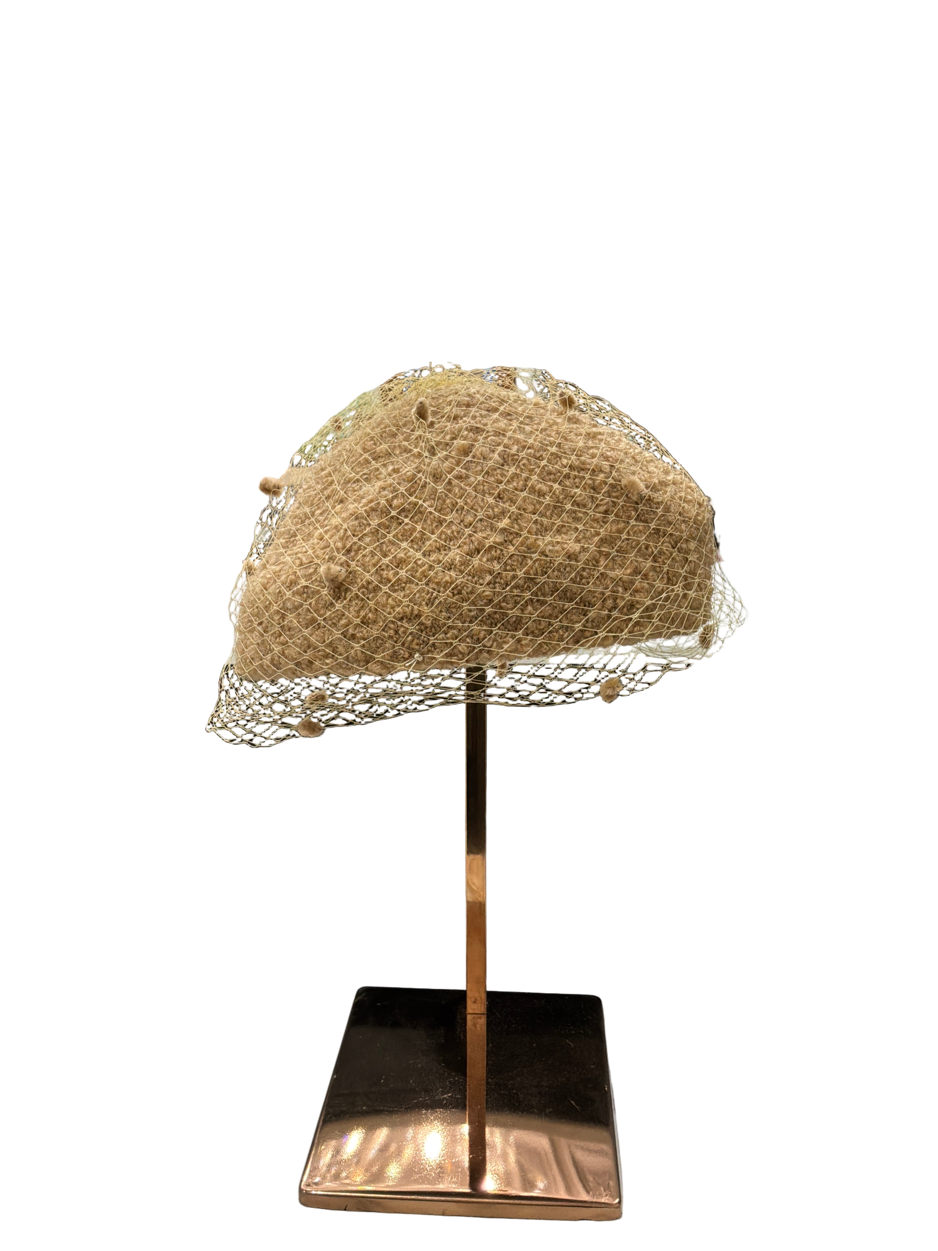 BRANGIO HEADPIECE BROWN HAT W/NET