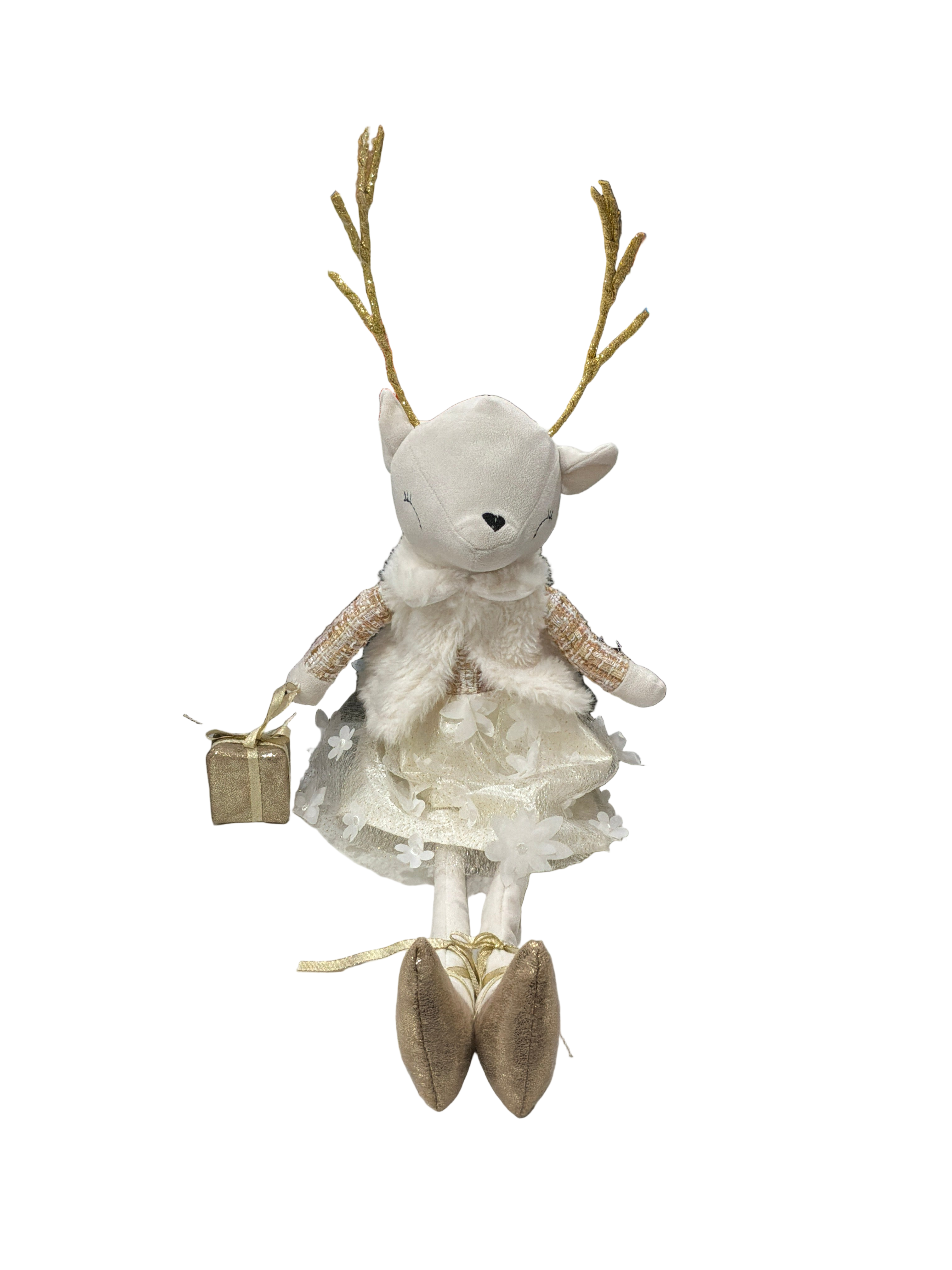 PLUSH DEER W/DRESS W/GIFT BOX
