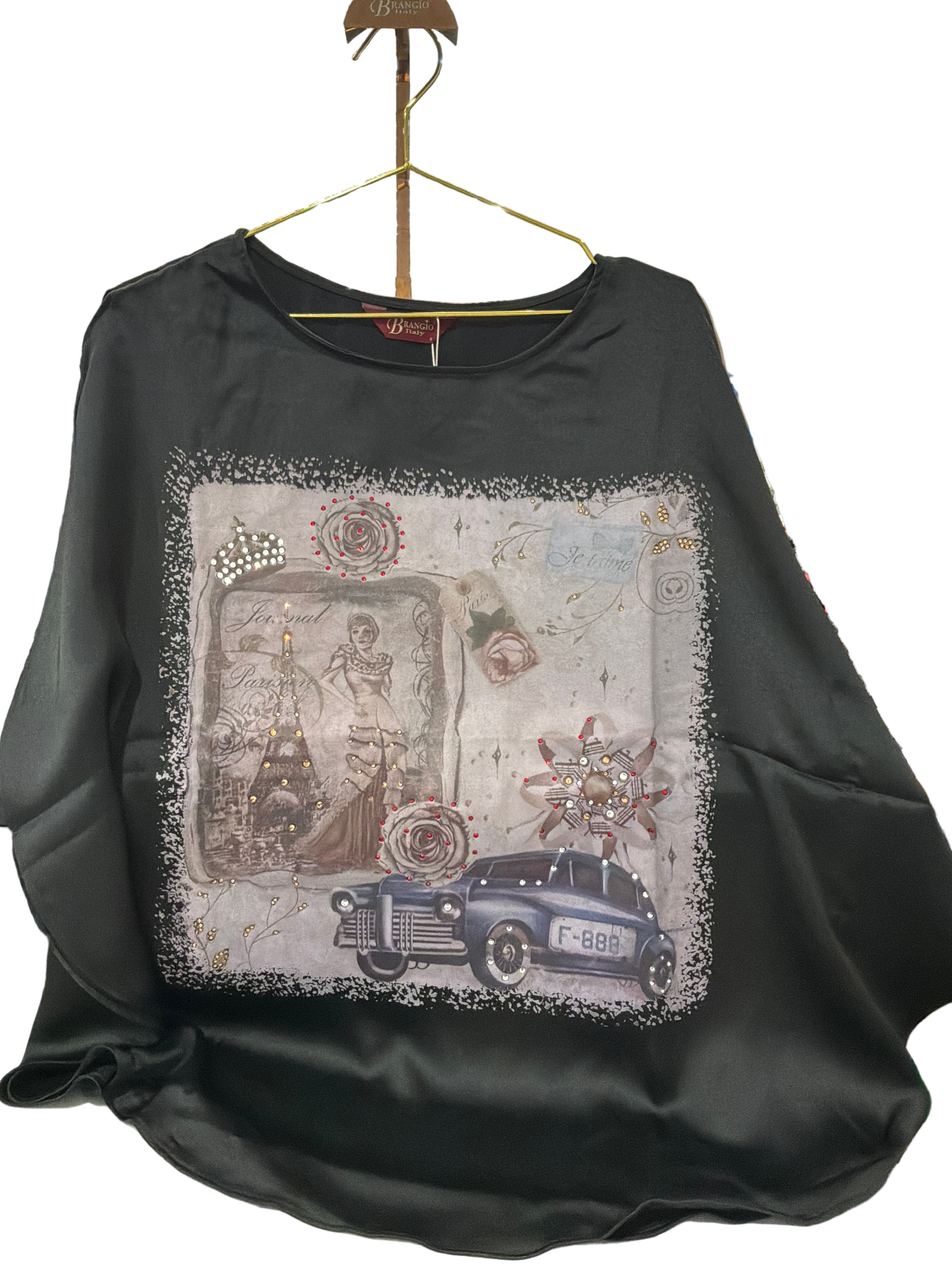 BRANGIO VINTAGE PARISIAN BLOUSE/TOP BLACK