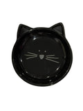 BLACK CERAMIC CAT DISH WITH PRINTED FACE