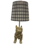 LAMP SMALL GOLD DOG FACING FORWARD W/PLAID