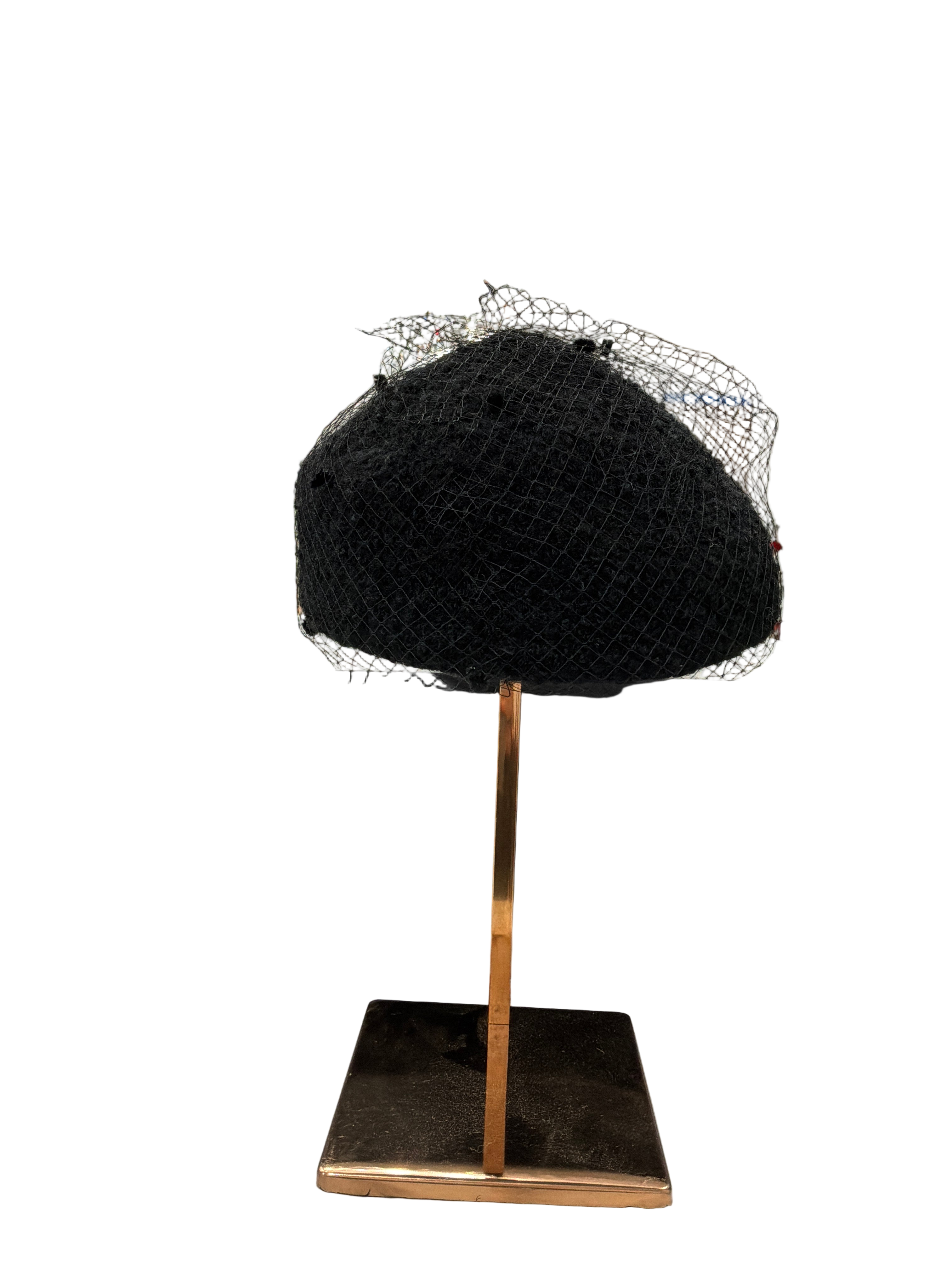 BRANGIO ITALY HEADPIECE BLACK HAT W/NET