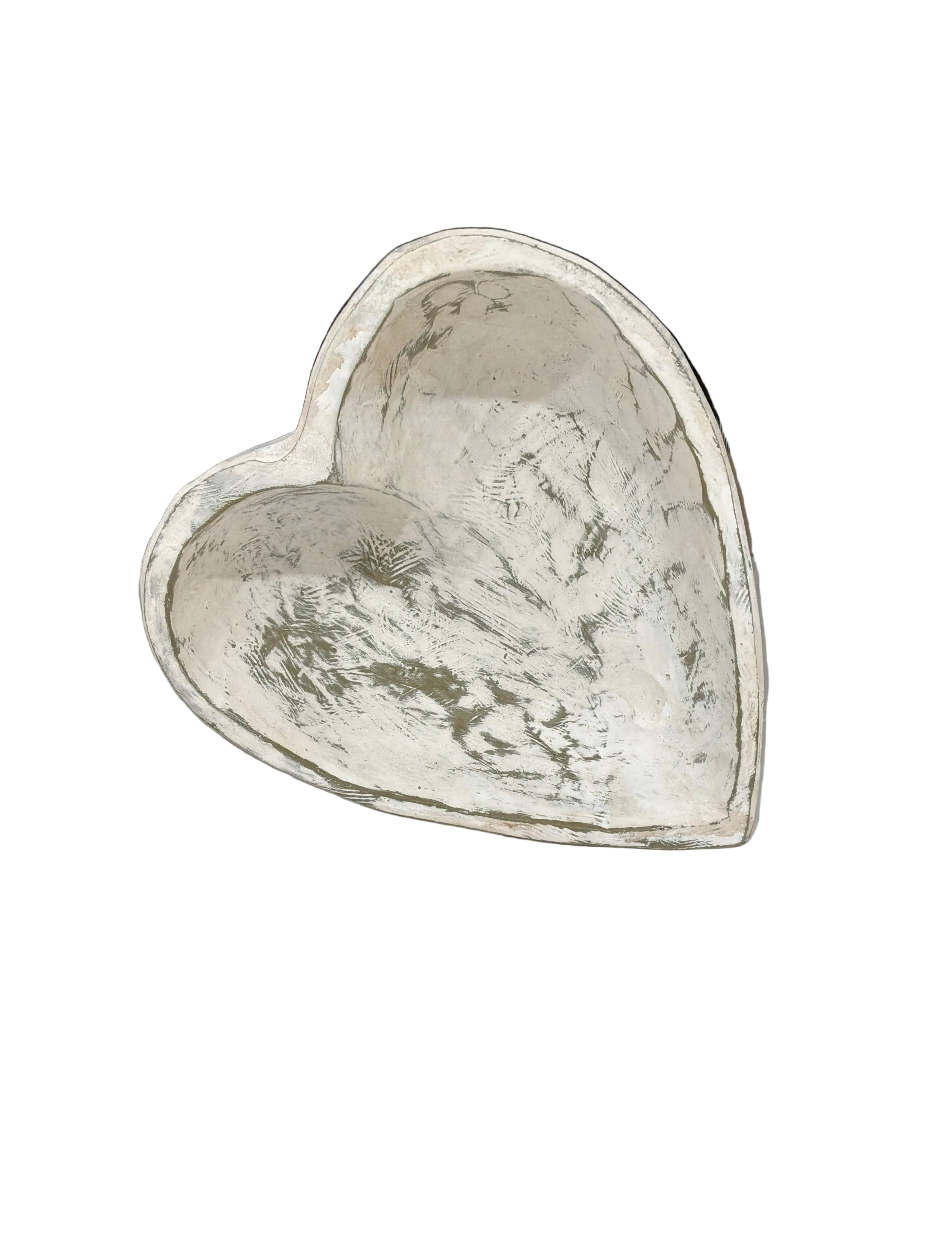 WHITEWASHED HEART TREEN BOWL