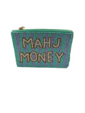 MAHJ MONEY  BLUE & LAVENDER STRIPED SEED BEADED POUCH