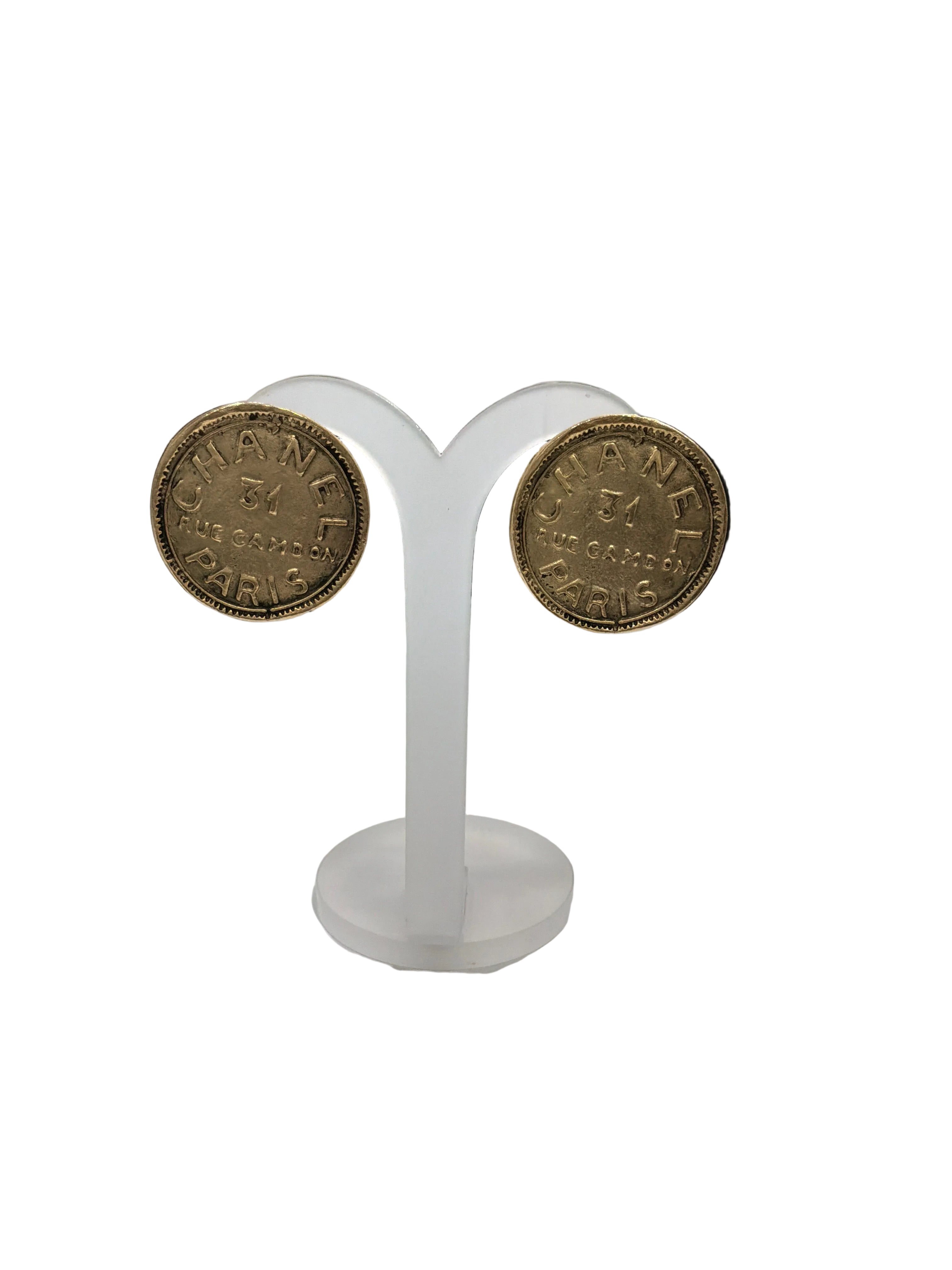 GOLD PLATED RUE VINTAGE CHANEL STYLE EARRINGS