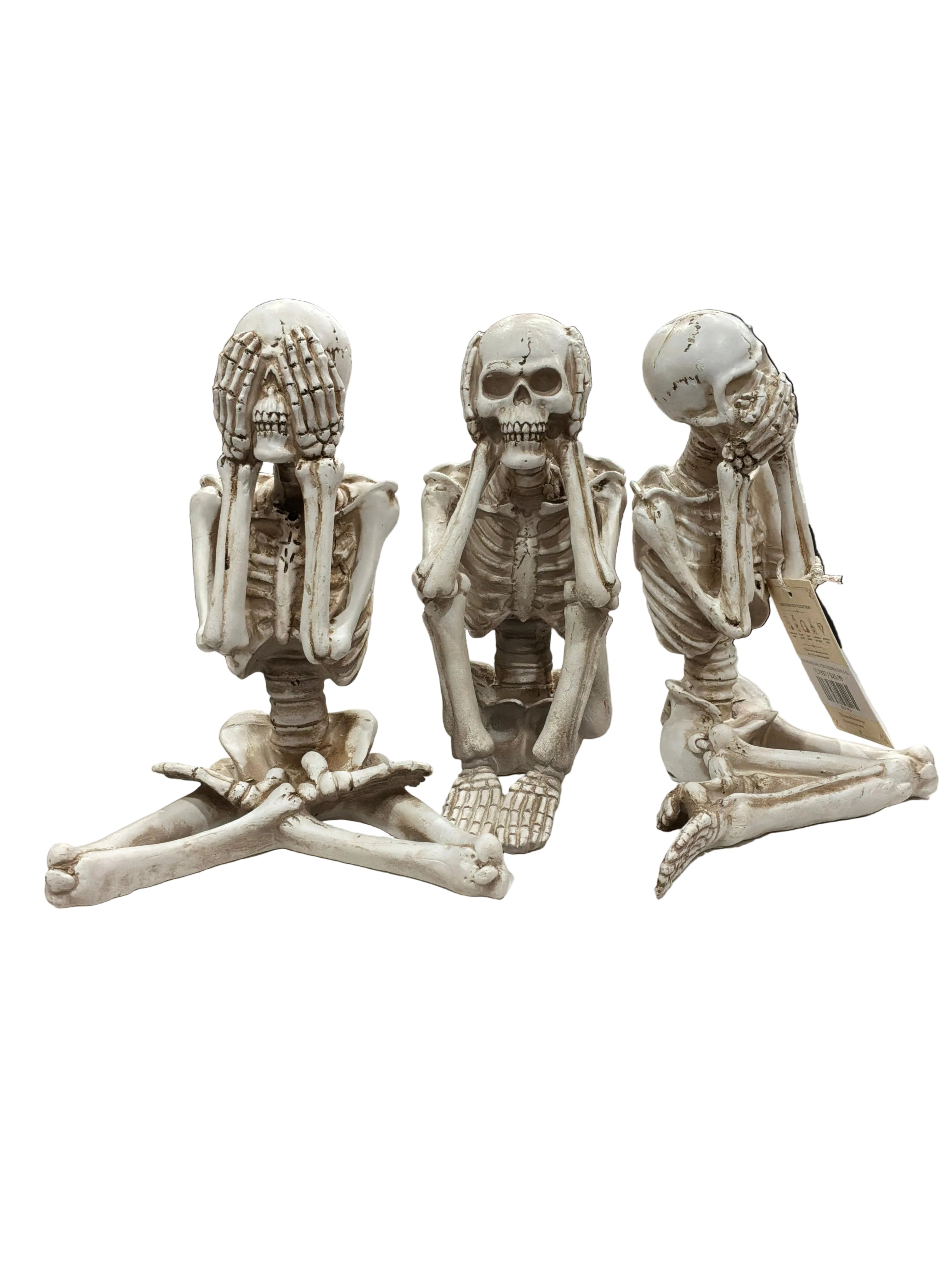 HEAR NO EVIL SKELETON FIGURINE SHELF SITTER ASSORTED