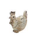 DISTRESSED WHITE CHICKEN FIGURINE  RUSTIC FINISH