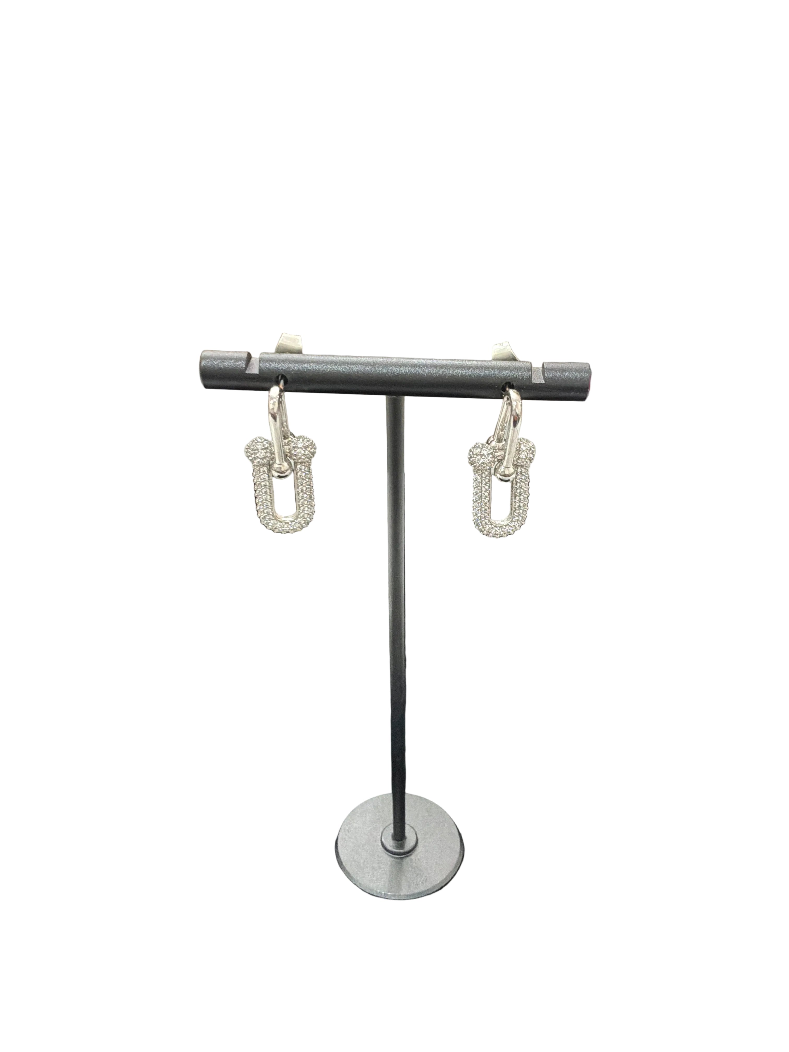 SCHANDRA-PAPERCLIP  SILVIER W/CZ EARRINGS