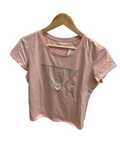GUESS XL-PINK T-SHIRT TRIANGLE EMBELLISHED