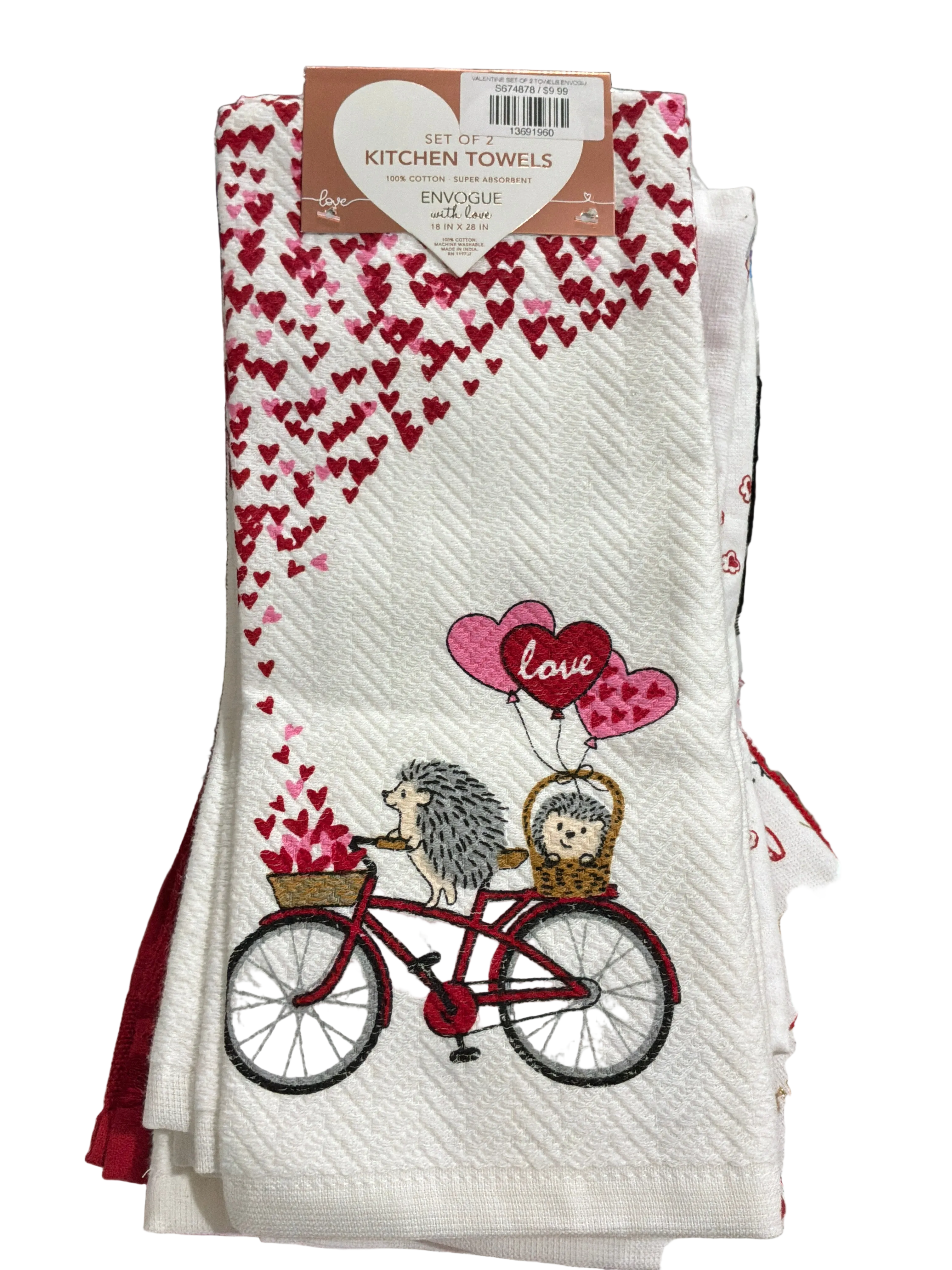 VALENTINE SET OF 2 TOWELS ENVOGUE HEARTS