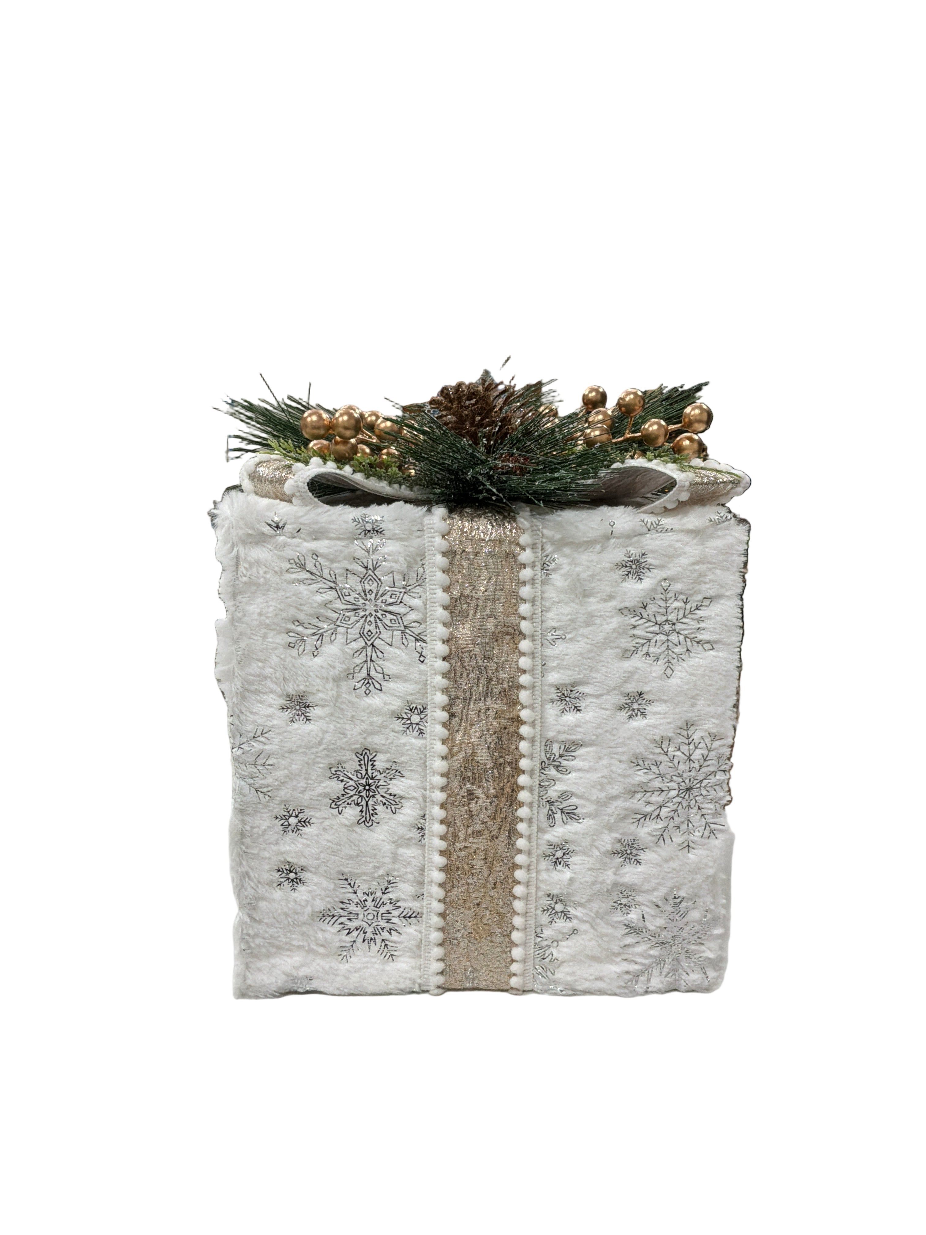 CHRISTMAS LG PRESENT BOX W/GOLD RIBBON