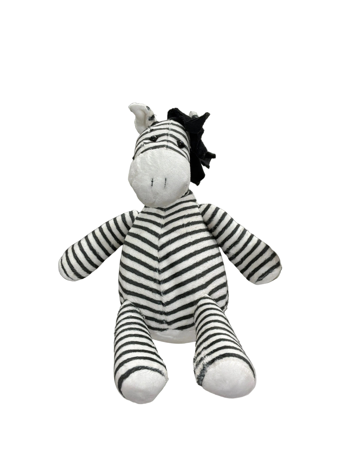 BK & WH STRIPED ZEBRA PLUSH TOY FLOPPY EARS