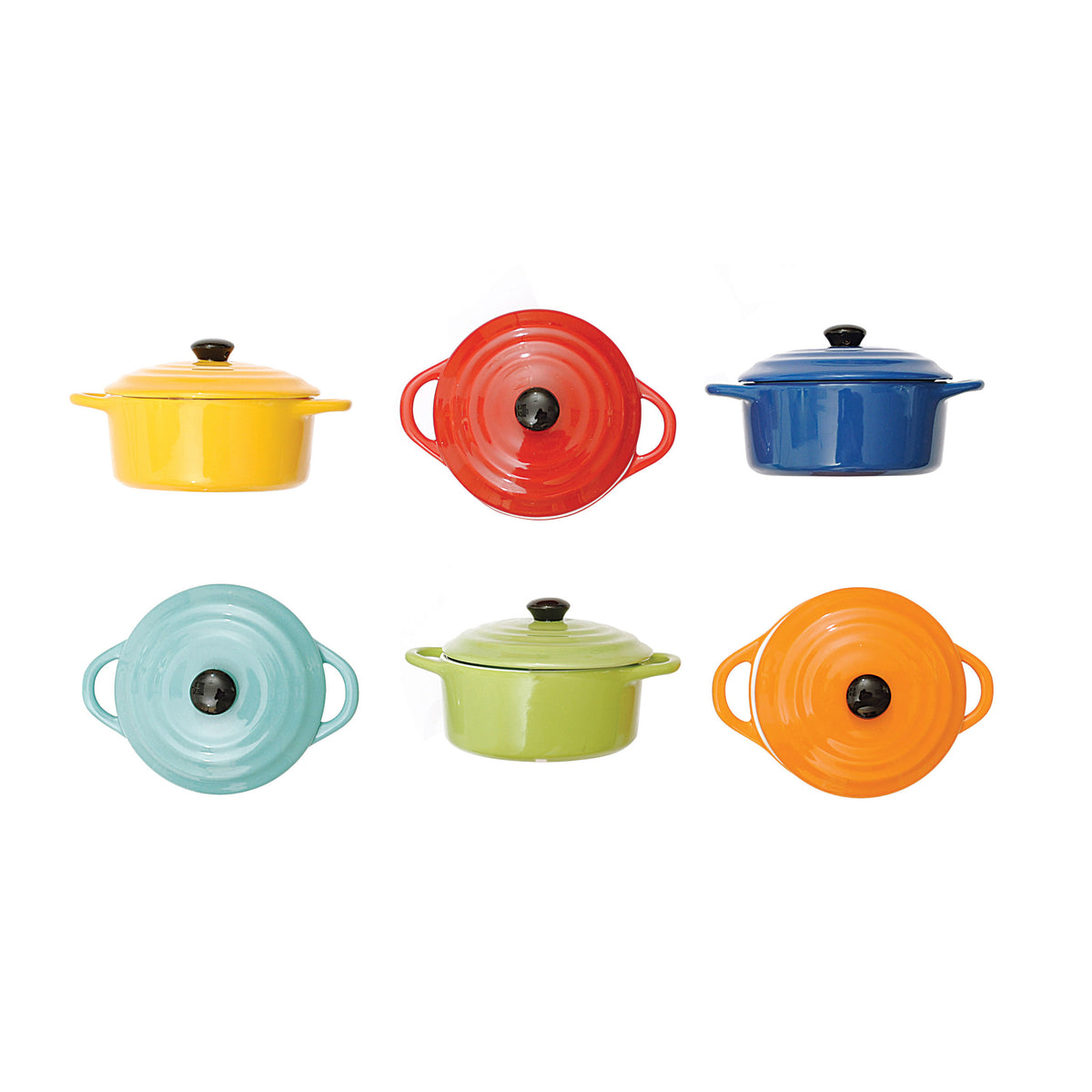 STONEWARE MINI BAKER WITH LID, 6 COLORS