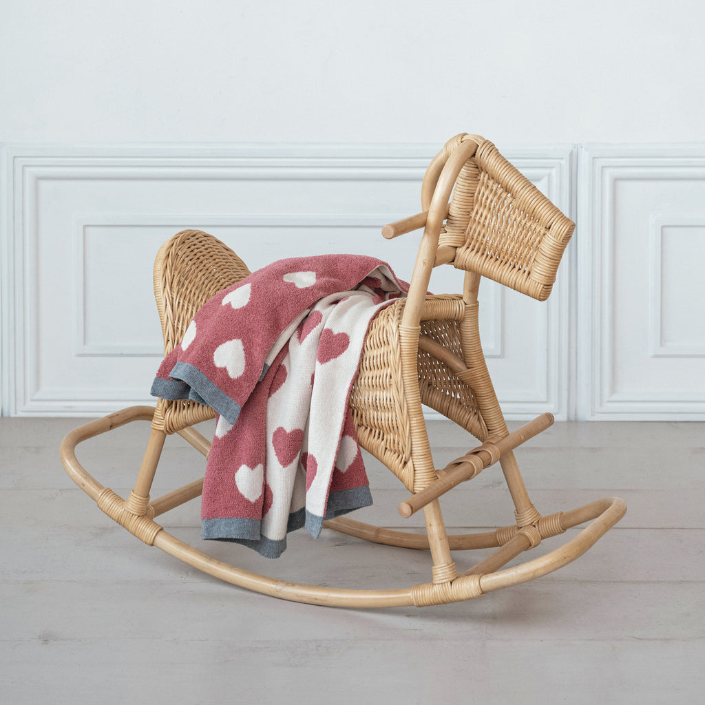 COTTON KNIT CHENILLE BABY HEART BLANKET