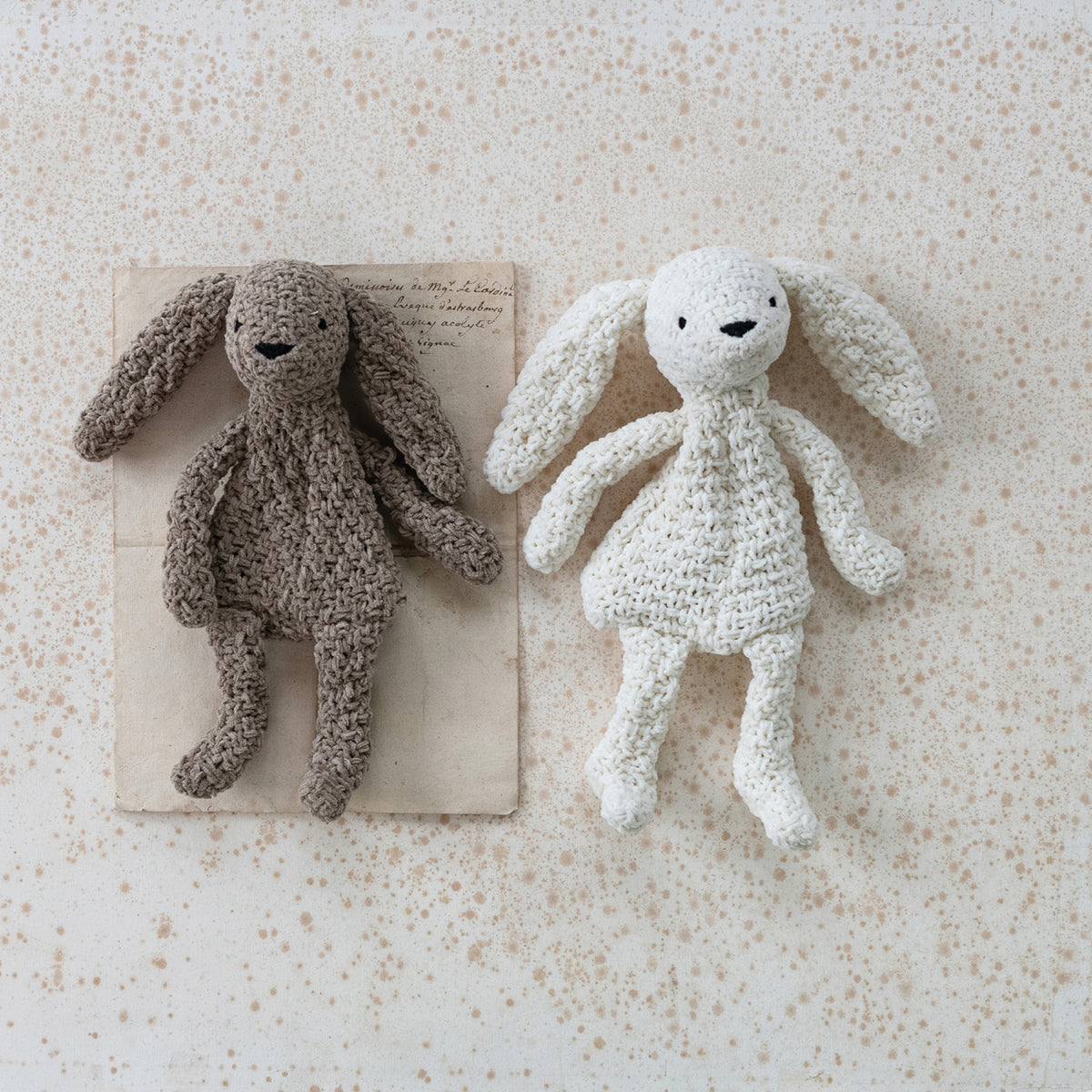 KNIT FABRIC CHENILLE BUNNY TOY
