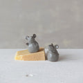 STONEWARE MOUSE, REACTIVE GLAZE, 2 STYLES