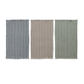 WOVEN COTTON DOUBLE CLOTH STRIPED TEA TOWEL, 3 COLORS